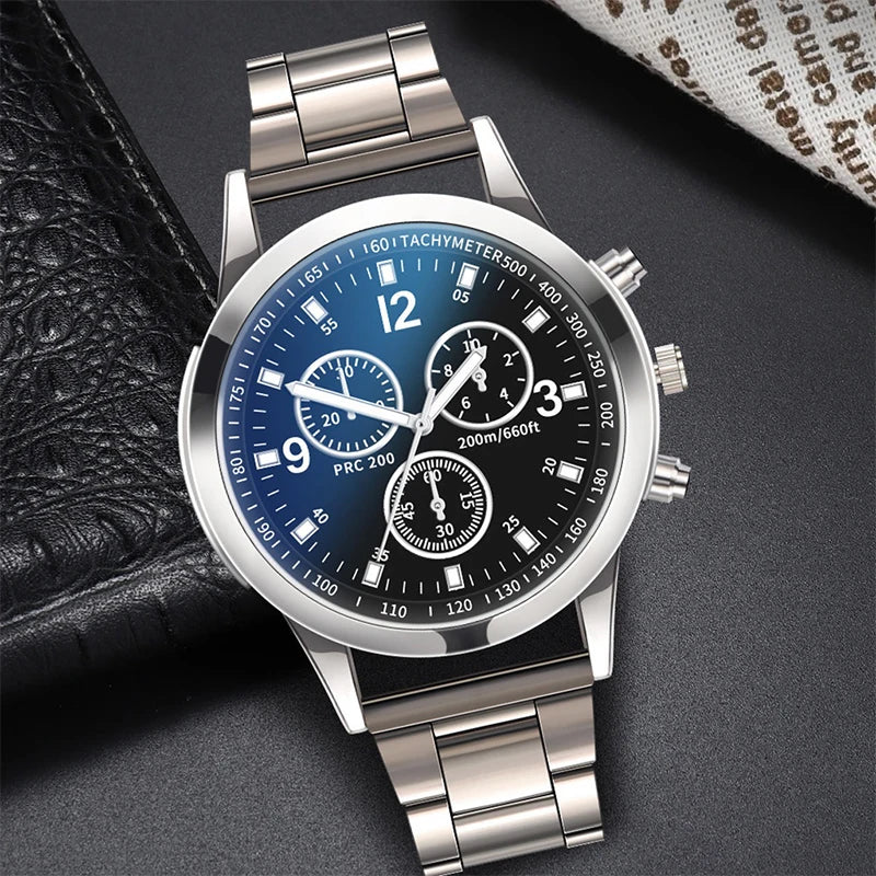 Men's Business Quartz Watch 40mm Stainless Steel Band with Bracelet (1 or 2-Pack)