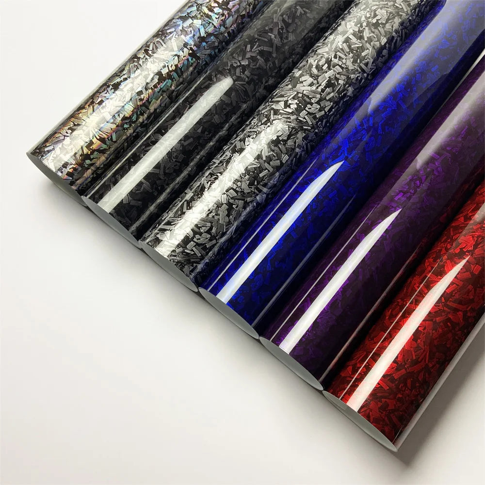 Glossy Laser Forged Carbon Fiber Vinyl Wrap Self-Adhesive Waterproof Car Film - 10/20/30/50 cm x 152 cm (3.94/7.87/11.81/19.69 in x 59.84 in)