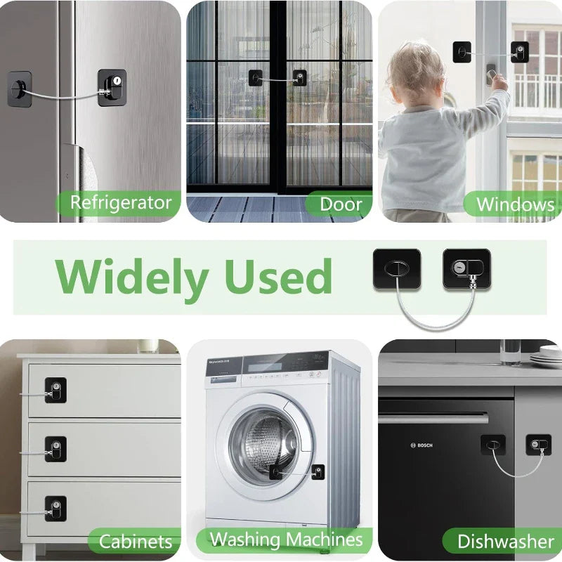 2/4/6-Pack Self-Adhesive Cabinet Locks with Keys — Baby Safety Locks for Fridge, Cabinets, Drawers, Doors & Appliances