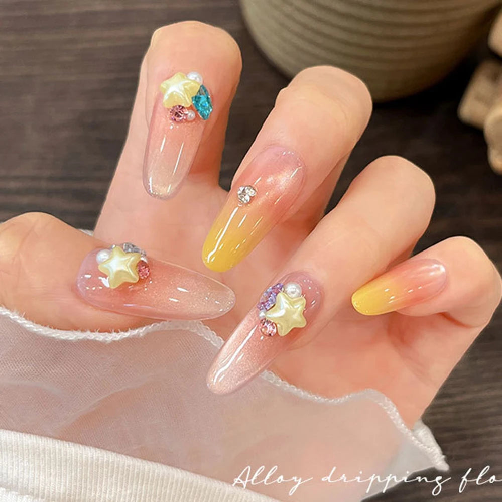 3D Pearlescent Macaron Star Heart Nail Charms Set view 3