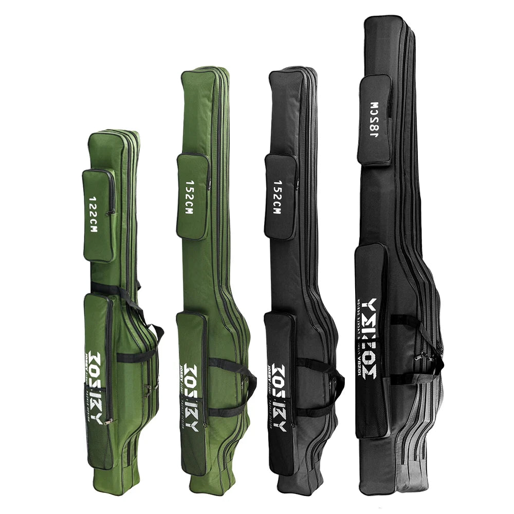Portable Foldable Fishing Rod Bag Case - Waterproof Oxford Rod Carrier with Reel Storage, 122 / 152 / 182 cm (48 / 60 / 72 in)