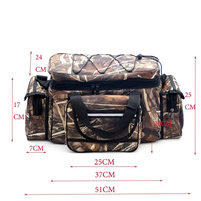 Waterproof Fishing Tackle Bag 50 x 30 x 25 cm (19.7 x 11.8 x 9.8 in) Large Capacity Nylon Two-Layer Shoulder Bag
