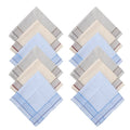 12-Pack Men's Pure Cotton Handkerchiefs Classic Plaid Pocket Squares for Suits & Wedding Favors