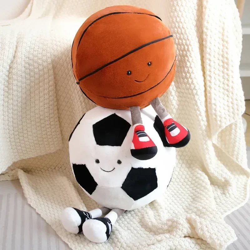Plush Football & Basketball Pet Toy Pillow - Interactive Dog & Cat Ball, 25–28 cm (9.8–11.0 in)