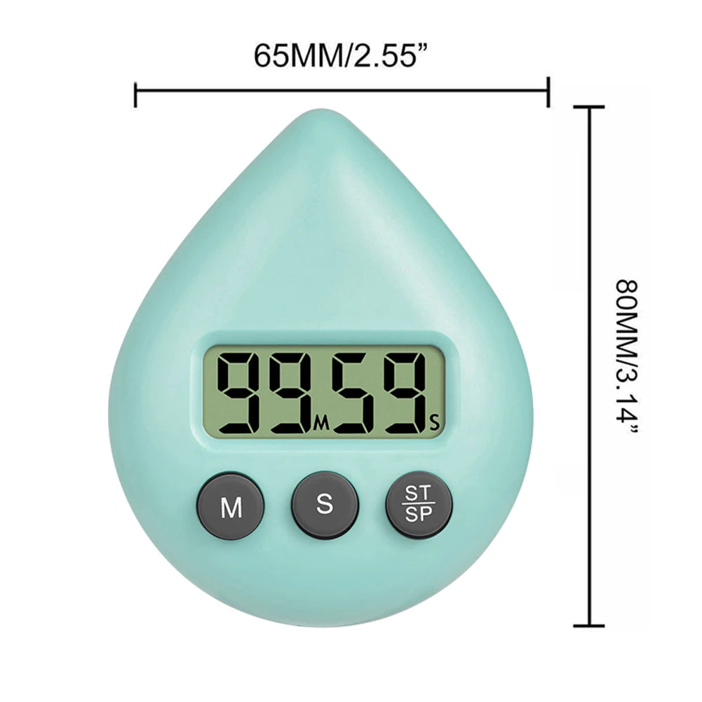 Waterproof Digital Shower & Kitchen Timer with Magnetic Backing, Suction Cup and Wall Mount - Countdown/Count-Up