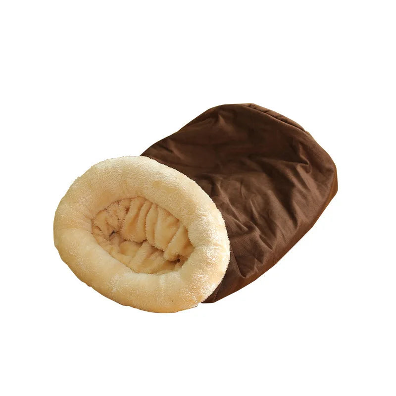 Cozy Semi-Enclosed Cat Sleeping Bag 25.6 x 18.9 in (65 x 48 cm) Washable Pet Nest for Small & Medium Cats