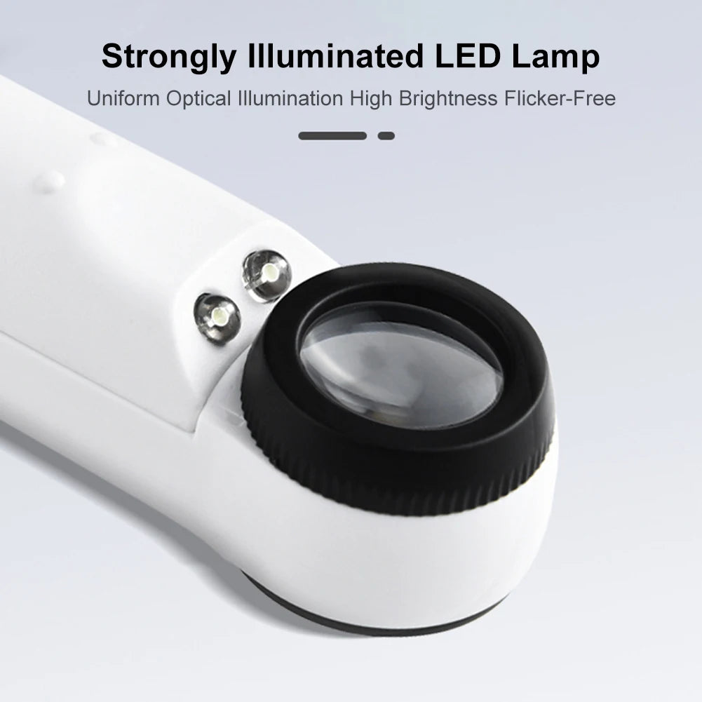 40X Illuminated Handheld Jeweler Loupe with Dual LED Lights for Jewelry, Diamond & Jade Inspection