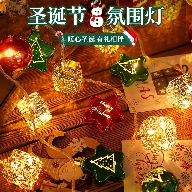 Battery Operated Christmas String Lights — Candy Cane, Santa & Snowman Hanging Ornaments (1m/3m, 10/20 LED) Indoor & Sheltered Outdoor