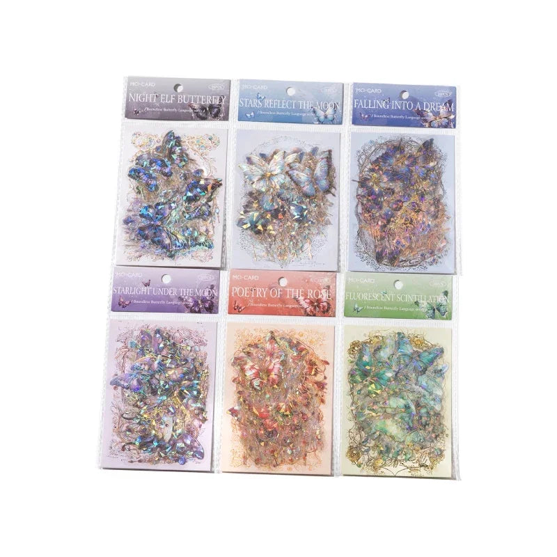 20-Pack Twinkle Butterfly PET Decorative Stickers for Scrapbooking, Diaries, Planners & Crafts