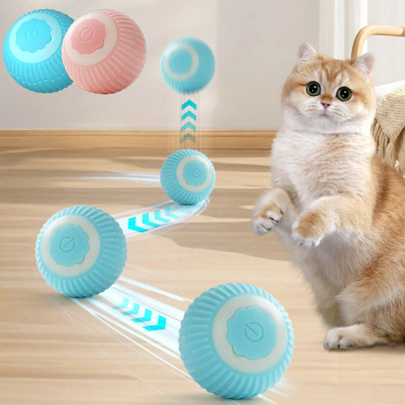 Interactive Smart Cat Ball Toy Automatic Rolling Electronic Indoor Pet Toy with USB-C Charger (1.7 in / 4.3 cm)
