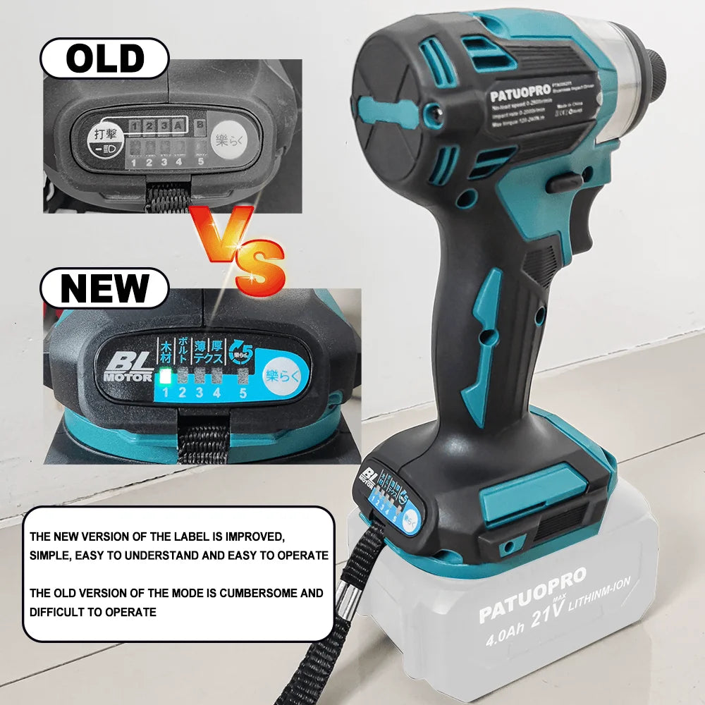5-Speed Brushless Cordless Impact Screwdriver 1/4-inch (6.35 mm), 18V Battery Compatible (No Battery)