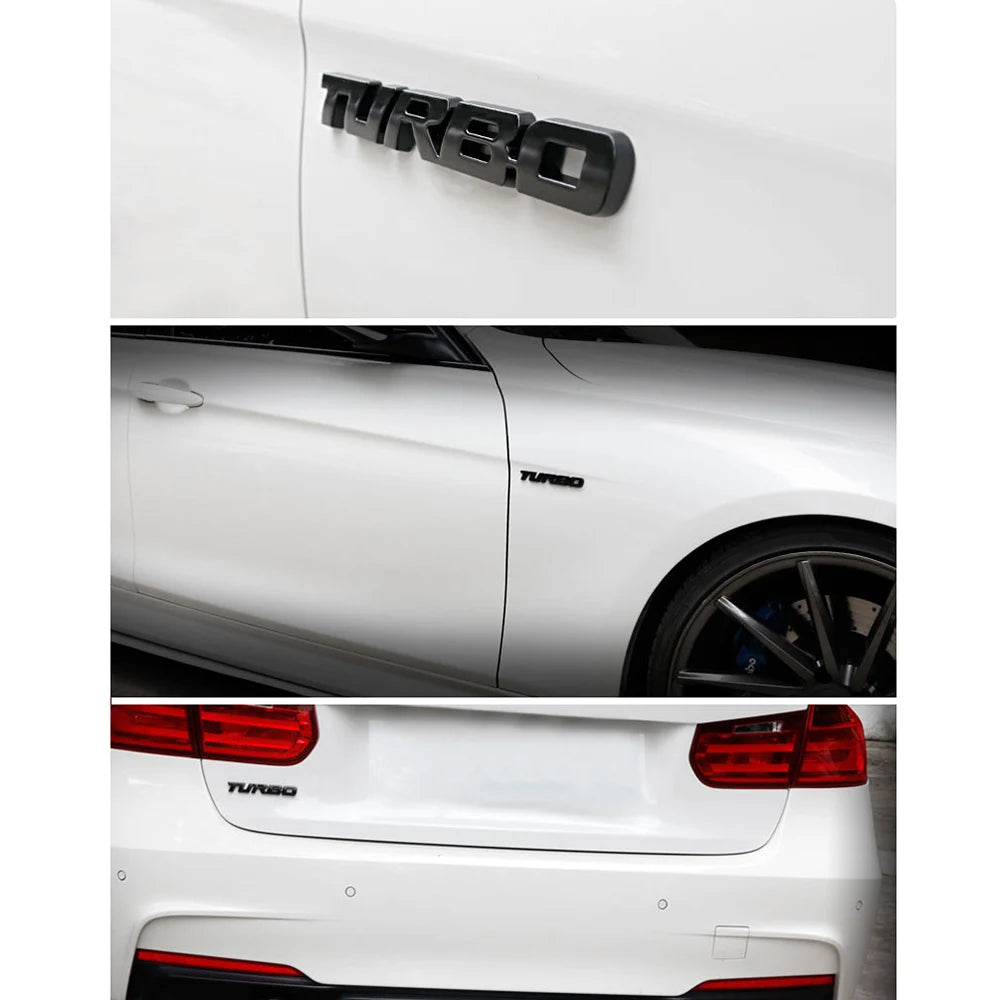 3D Turbo Boost Emblem Badge Car Sticker Chrome Zinc Alloy 9.7 x 1.1 cm (3.82 x 0.43 in)