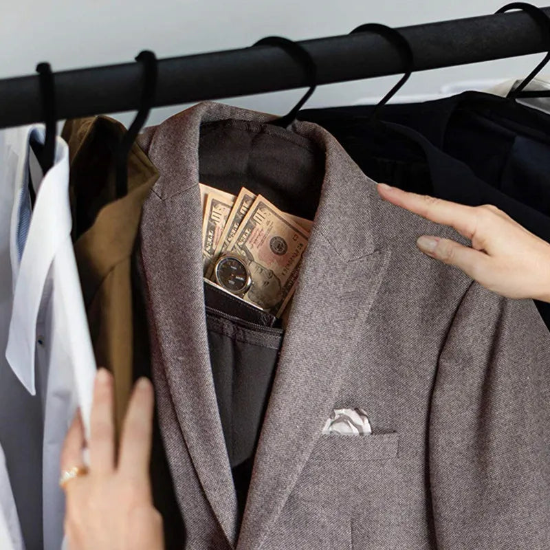 Hidden Hanger Pocket Safe — Closet Stash for Valuables, Fits 8.5 x 11 in (216 x 279 mm) Documents, Passports & Jewelry