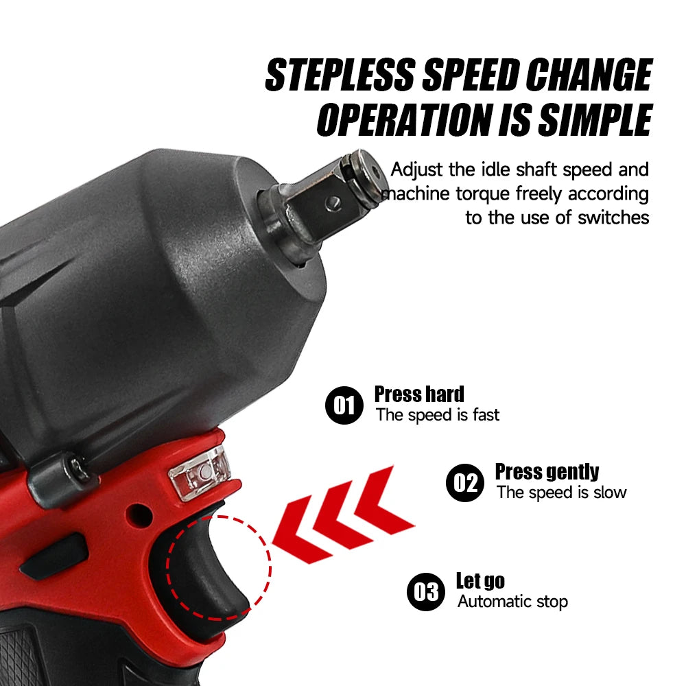 Mid-Torque Cordless Impact Wrench 18V Brushless 1300 N·m High-Speed Electric Power Tool for Car & Truck Repair