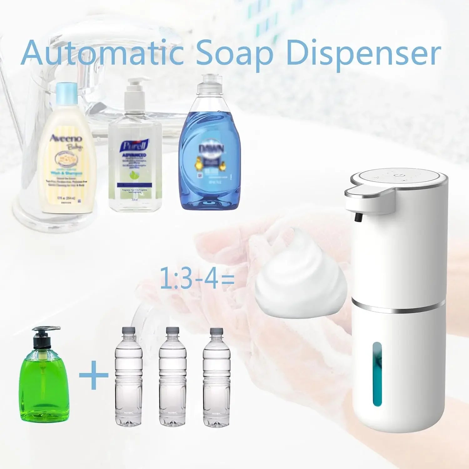 Automatic Foam Soap Dispenser Touchless Infrared Sensor USB Rechargeable — Hands-Free for Bathroom & Kitchen