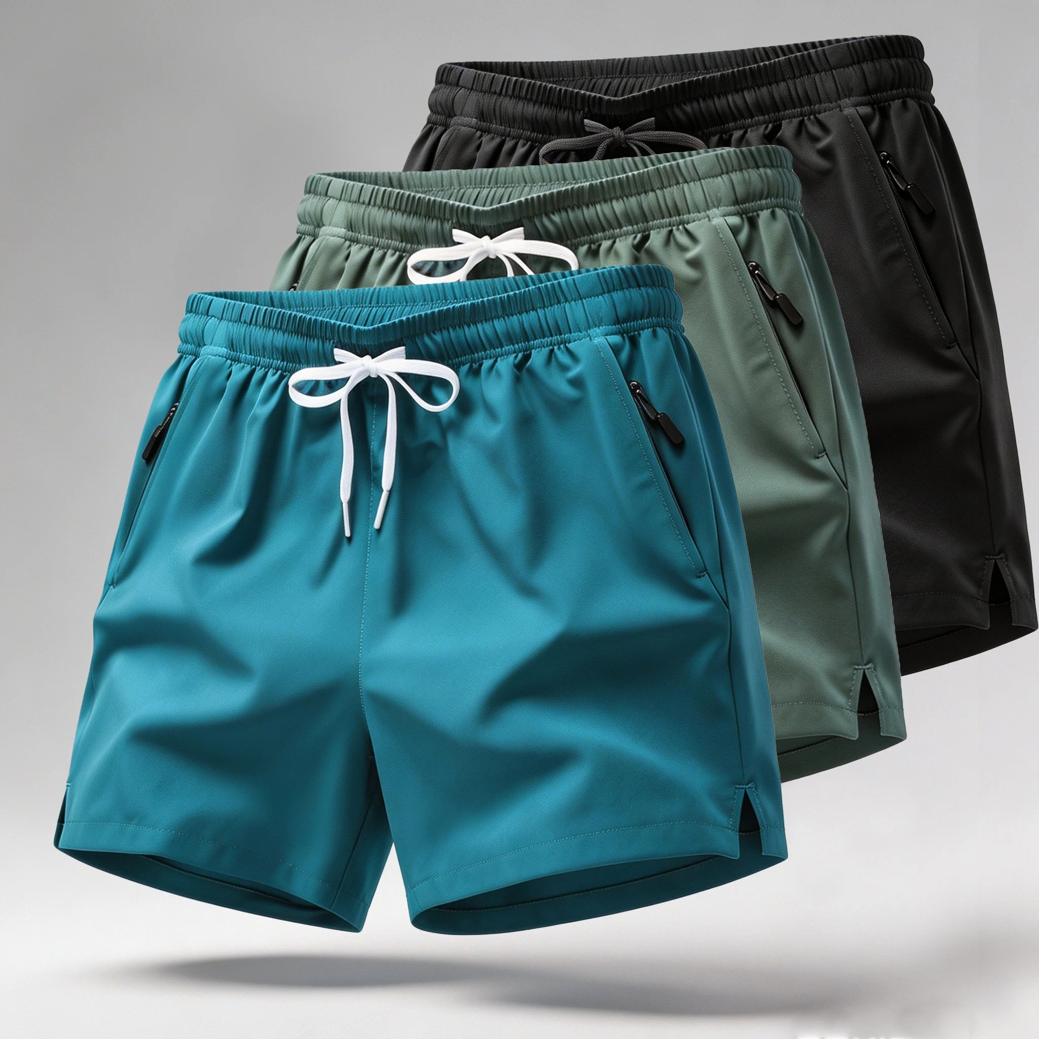 Men's Quick-Dry Running Shorts with Drawstring and Zip Pockets (S-4XL)