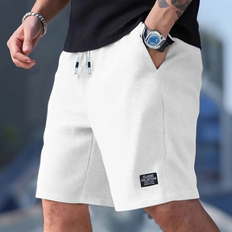 Men's Casual Beach Knit Shorts - Polyester Solid Regular Fit
