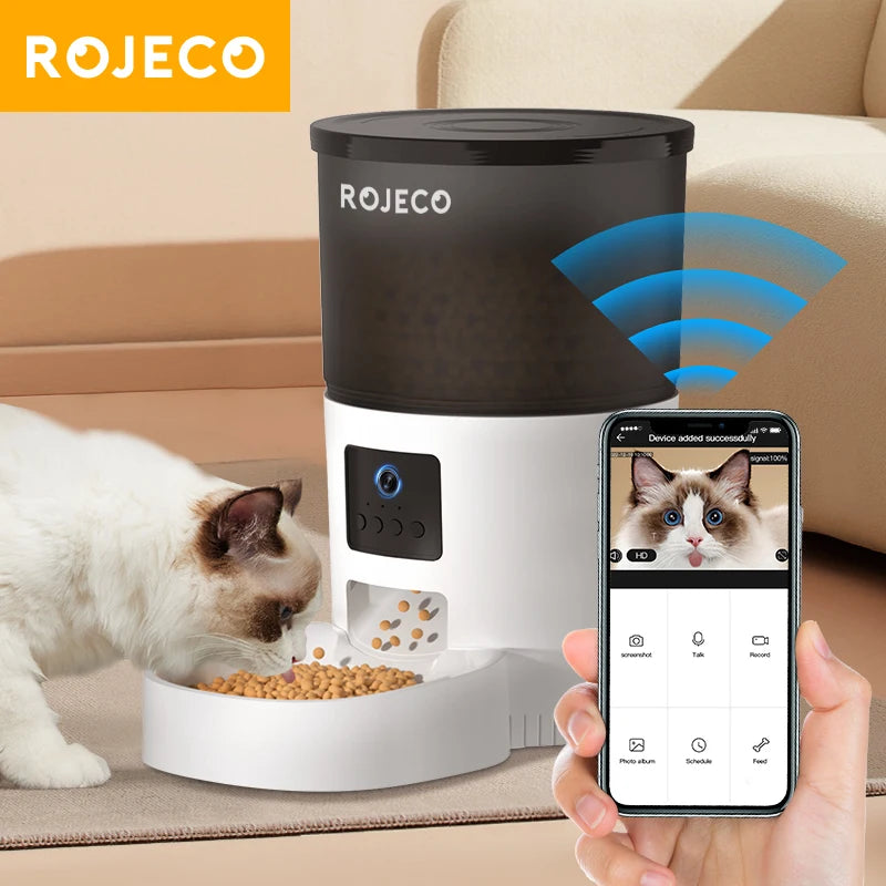 Automatic Pet Feeder with Camera & Voice Recorder — Smart Remote-Controlled Food Dispenser for Cats & Small Dogs