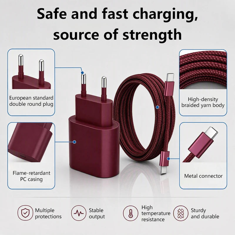 20W USB-C PD Fast Charger with USB-C Cable — Wall Adapter for iPhone (USB-C) & iPad Pro/Air