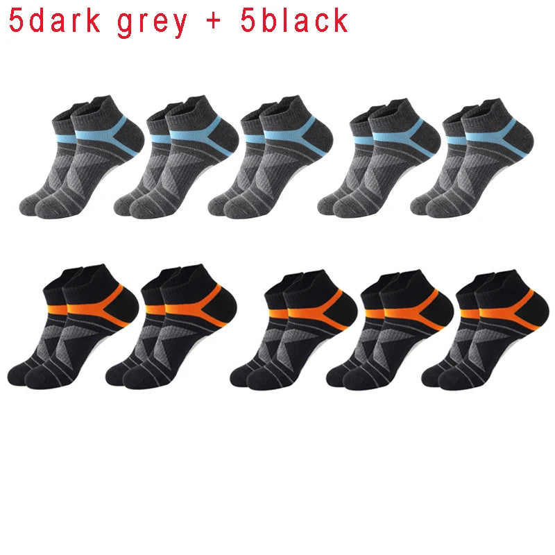 5-Pack Men’s Breathable Cotton Ankle Socks – Summer Casual Running Sports Socks, Sizes 38–45