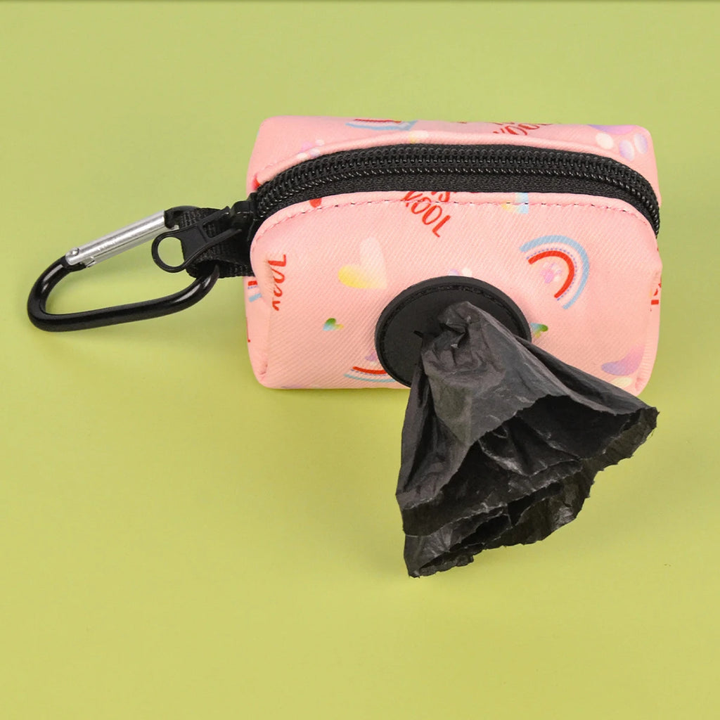 Rainbow Print Clip-On Dog Poop Bag Holder & Dispenser for Leash