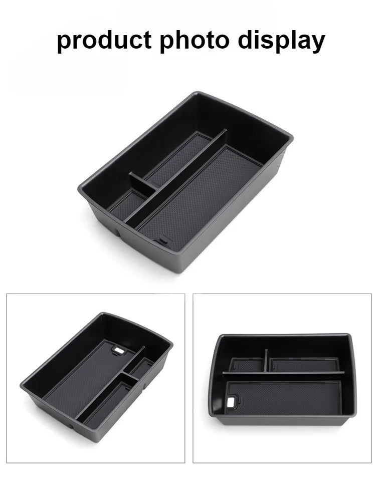 Armrest Storage Box - Car Center Console Organizer Tray TPE Auto Interior Storage