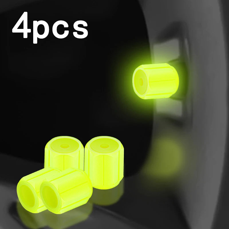 Luminous Tire Valve Caps - 6-Color LED Glowing Wheel Valve Caps for Car & Motorcycle (4/8/20-Pack)