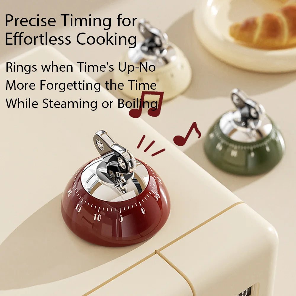 Magnetic 60-Minute Mechanical Kitchen Timer, Loud 70dB Countdown Alarm, No-Battery Cooking & Baking Timer