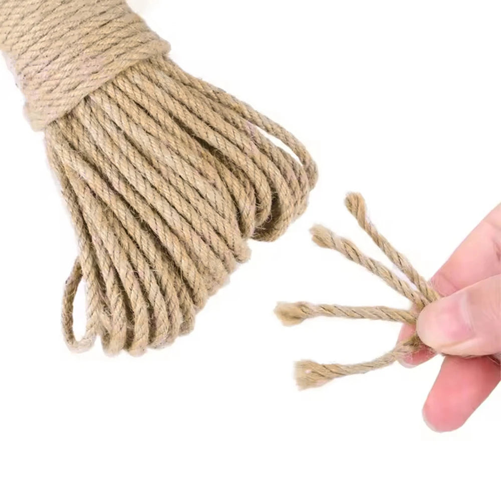 Natural Jute/Sisal Cat Scratching Rope 6 mm x 1000 cm (0.23 in x 393.7 in) – DIY Cat Scratcher Wrap, Furniture Protector & Toy Material
