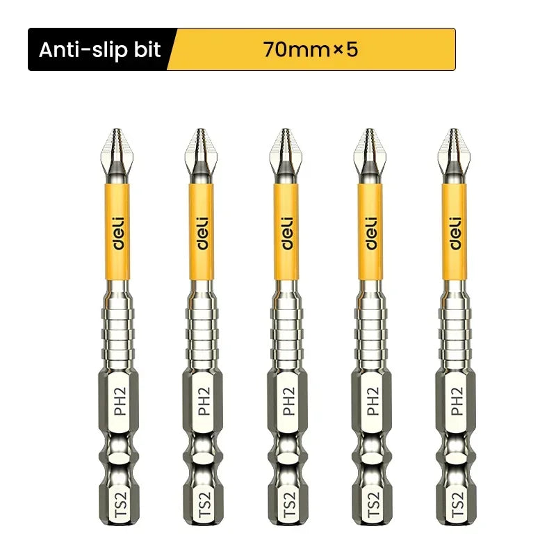 Magnetic Drill Bit Set – Chrome-Vanadium Non-Slip Cross & Hex Bits, Multiple Lengths up to 150 mm (5.9 in) for Electric Drills