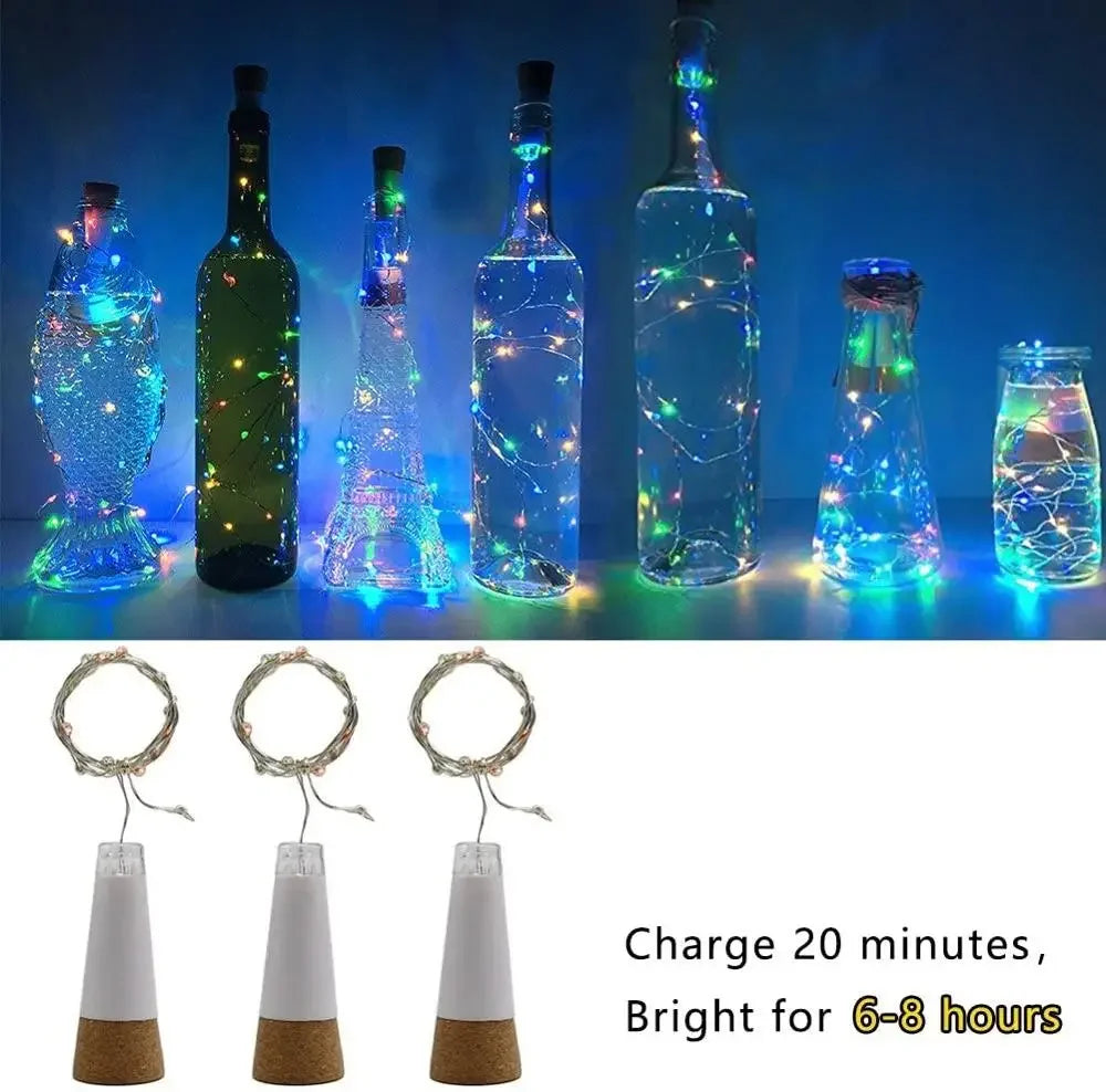 USB Rechargeable 20-LED Cork Bottle Fairy Lights for Home, Wedding, Bedroom, Party & Christmas
