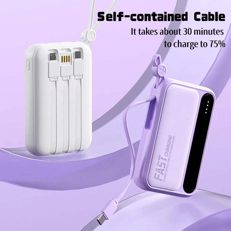 50000mAh Fast Charging Power Bank 120W Portable Charger with Built-In Cables External Battery Pack for Smartphones