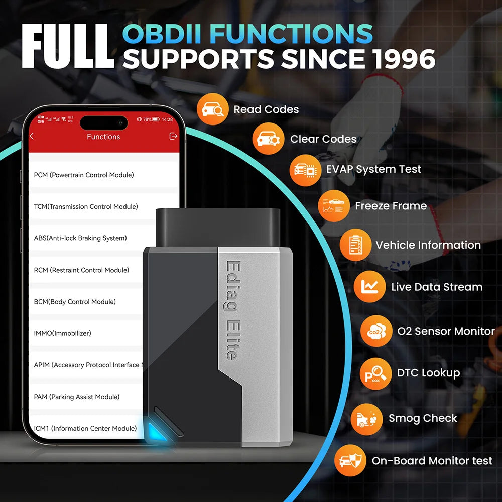 All-System OBD2 Scanner Bluetooth - 15 Service Functions & Bi-Directional Control, Lifetime Free Updates