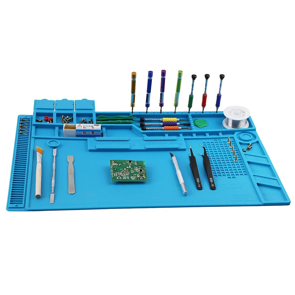 Silicone Soldering Mat Heat Resistant to 932°F (500°C) Anti-Static Magnetic Work Mat for Electronics Repair