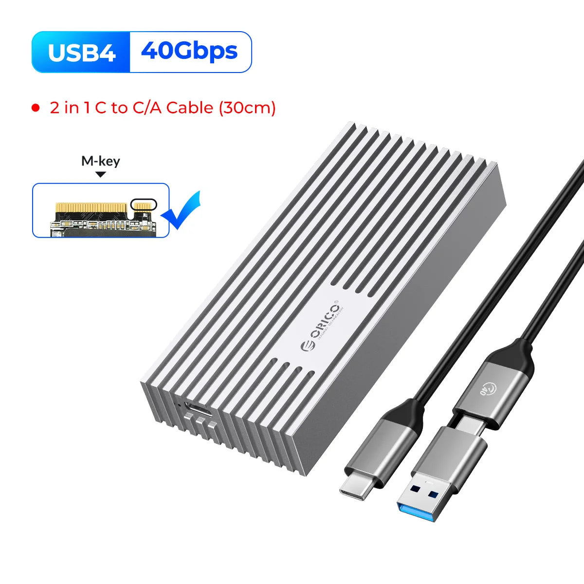 USB4 40Gbps NVMe M.2 SSD Enclosure — USB-C External PCIe 3.0 x4 Case (Thunderbolt 3/4 Compatible)