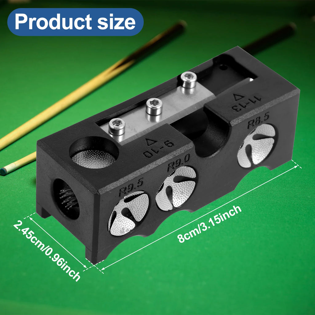 11-in-1 Pool Cue Tip Repair Tool — Aluminum Alloy Billiard Cue Tip Shaper with Wrench & Replacement Blade