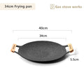 34cm (13.4 in) Non-Stick Outdoor BBQ Grill Pan with Wooden Handles, Stovetop & Camping Korean Grill Plate