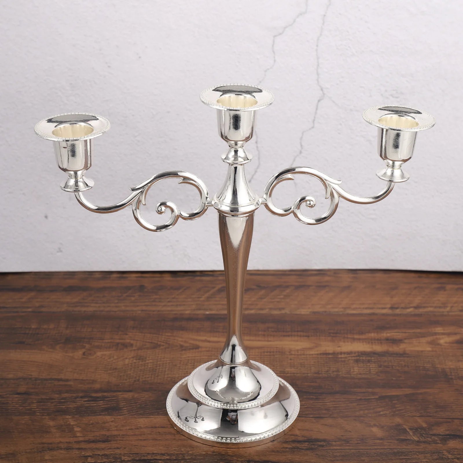 3-Arm Metal Candelabra 10.8 in (27 cm) Retro Candlestick Holder Silver Gold Black Bronze for Wedding & Home Decor