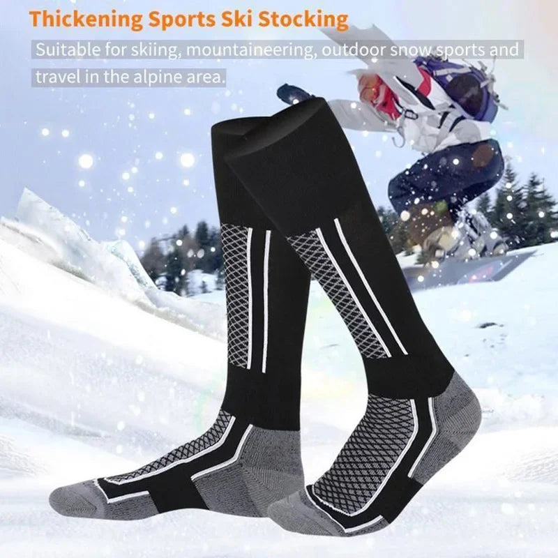 Thick Thermal Knee-High Ski Socks – Moisture-Wicking Sports Socks for Snowboard, Cycling & Soccer, Unisex (Men EU 39-45 / Women EU 33-39)