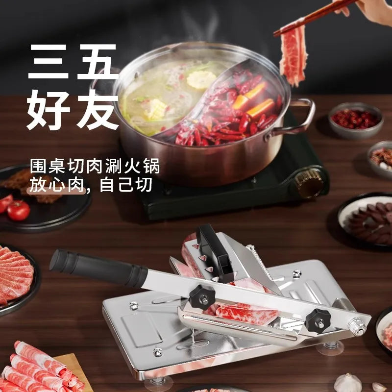 Mutton Roll Meat Slicer 200mm (7.9 in) Stainless Steel — Frozen Beef & Lamb Slicer for Hot Pot, BBQ & Home Kitchen