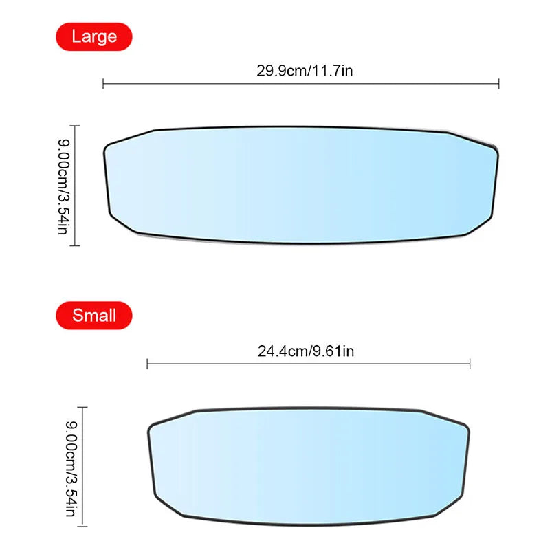 Wide-Angle Convex Anti-Glare Rearview Mirror for Car Interior – Universal Baby/Child Seat Monitor, Sun Visor Clip (299 x 90 mm / 11.8 x 3.5 in or 244 x 90 mm / 9.6 x 3.5 in)