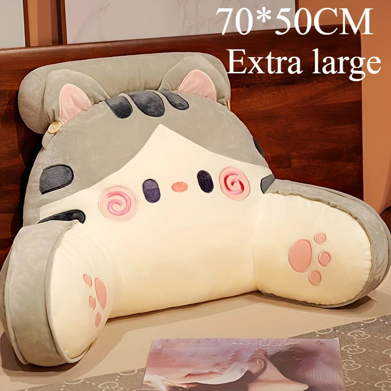 70 x 50 cm (27.6 x 19.7 in) Large Bedhead Backrest Pillow, Cartoon Cat Sofa Reading Cushion, Maternity Waist Support