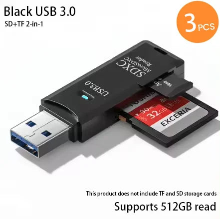 USB 3.0 2-in-1 Multi-Function Card Reader Micro SD TF & USB Flash Drive Adapter for PC Laptop