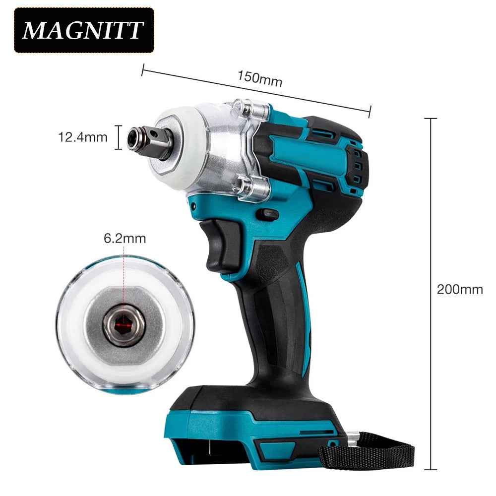 Brushless Cordless Impact Wrench 1/2 in (12.7 mm) Drive — 520 N·m Torque, 18V Battery Compatible Power Wrench with Toolbox