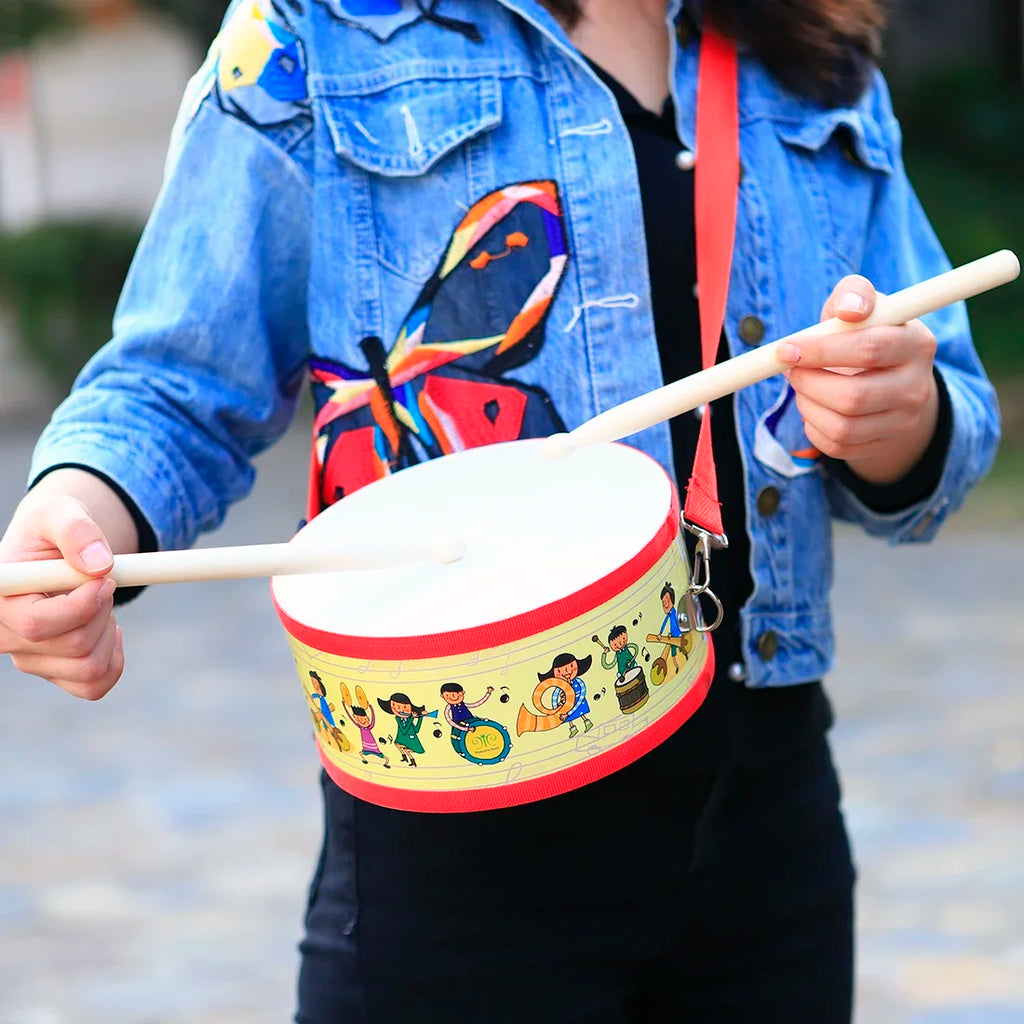 Double-Sided Wooden Hand Drum Tambourine – Cartoon Orff Percussion Instrument for Kids, Portable Educational Toy
