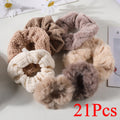 Plush Cotton-Blend Scrunchies Set 7 or 21 Pack - Elastic Hair Ties & Ponytail Holders for Women & Girls