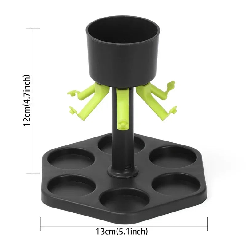 6-Shot Liquor Dispenser Shot Glass Drinking Game — 1.5 fl oz (44 ml) Cups, 1 L (1000 ml) Center Reservoir — Party & Home Bar with Removable Lid