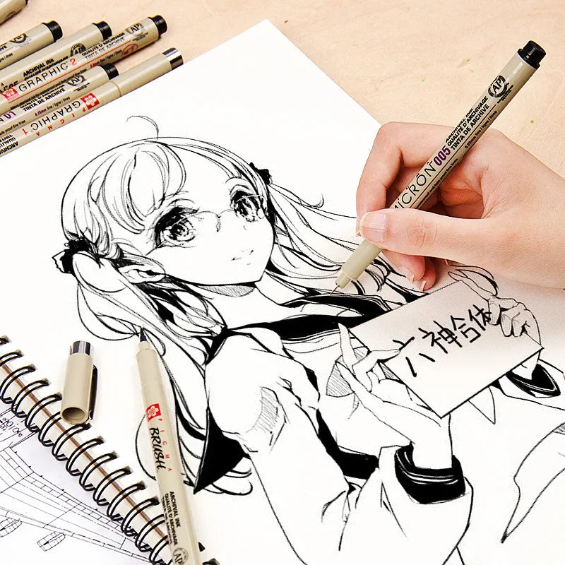 1pc Pigment Fineliner Pen — Waterproof Black Ink, Fine Tip Sketch & Drawing Marker