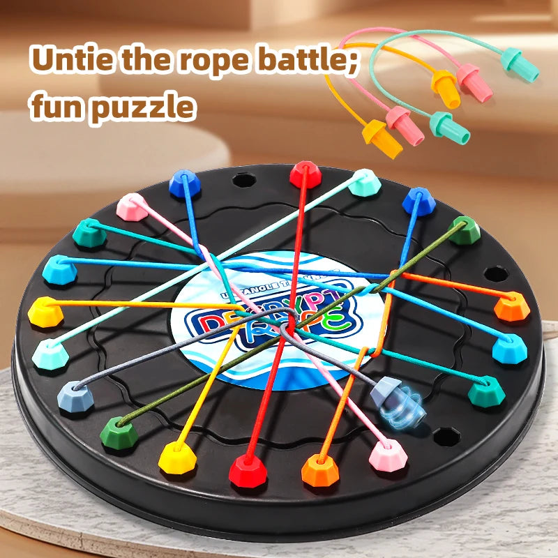 Rope Untangle Puzzle Game with 10 Elastic Ropes - Knot Brain Teaser & Family Travel Toy for Ages 14+