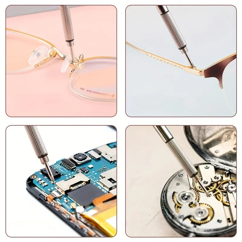 Portable Precision Eyeglass & Watch Screwdriver Kit with Keychain Mini Repair Tool